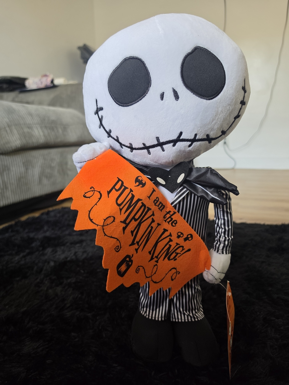 Jack Skellington Kids Costume Plush Doll with Orange Pumpkin King Sash